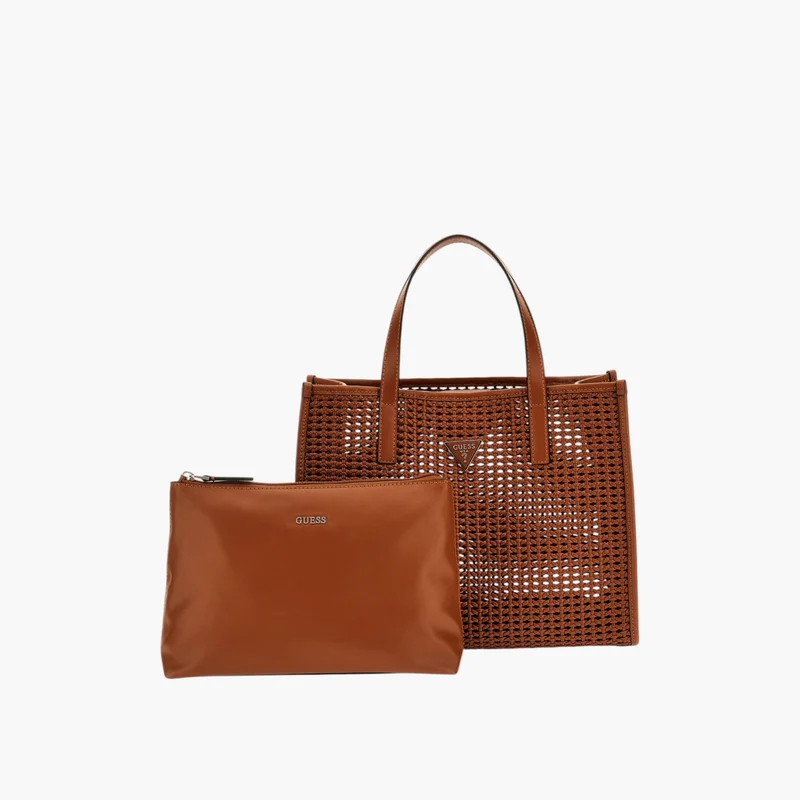 جس Woven Tote Bag with Pouch for Women